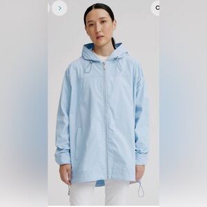 NWOT Nikki Jones Quinn Rain Jacket in Sky Blue , size Large